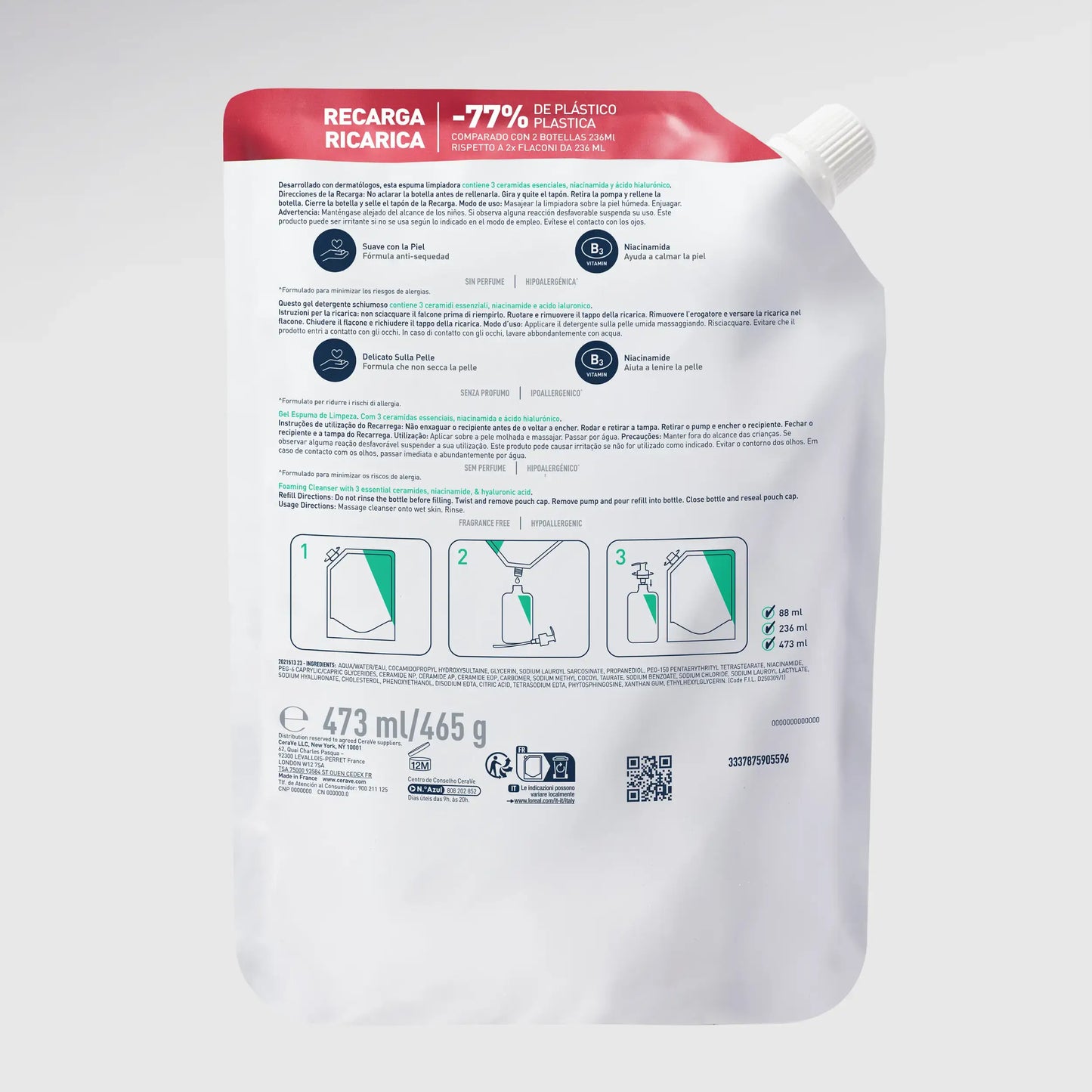 CeraVe Gel Moussant Éco-Recharge 473ml