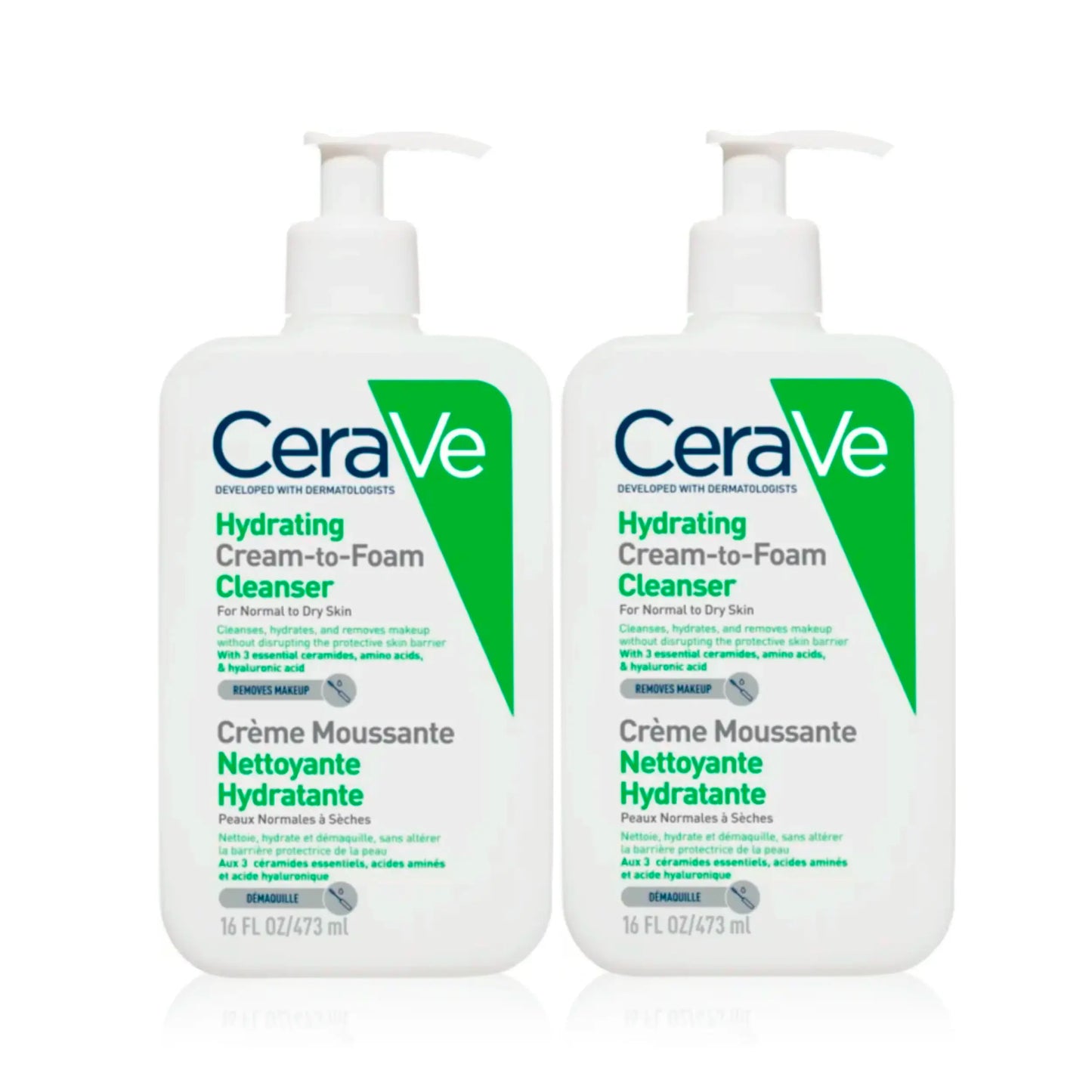 CeraVe Crème Moussante Nettoyante Hydratante Lot de 2x236ml