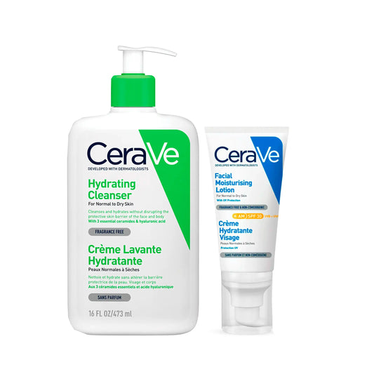 CeraVe Crème Hydratante Visage SPF30 52ml + Crème Lavante Hydratante 473ml