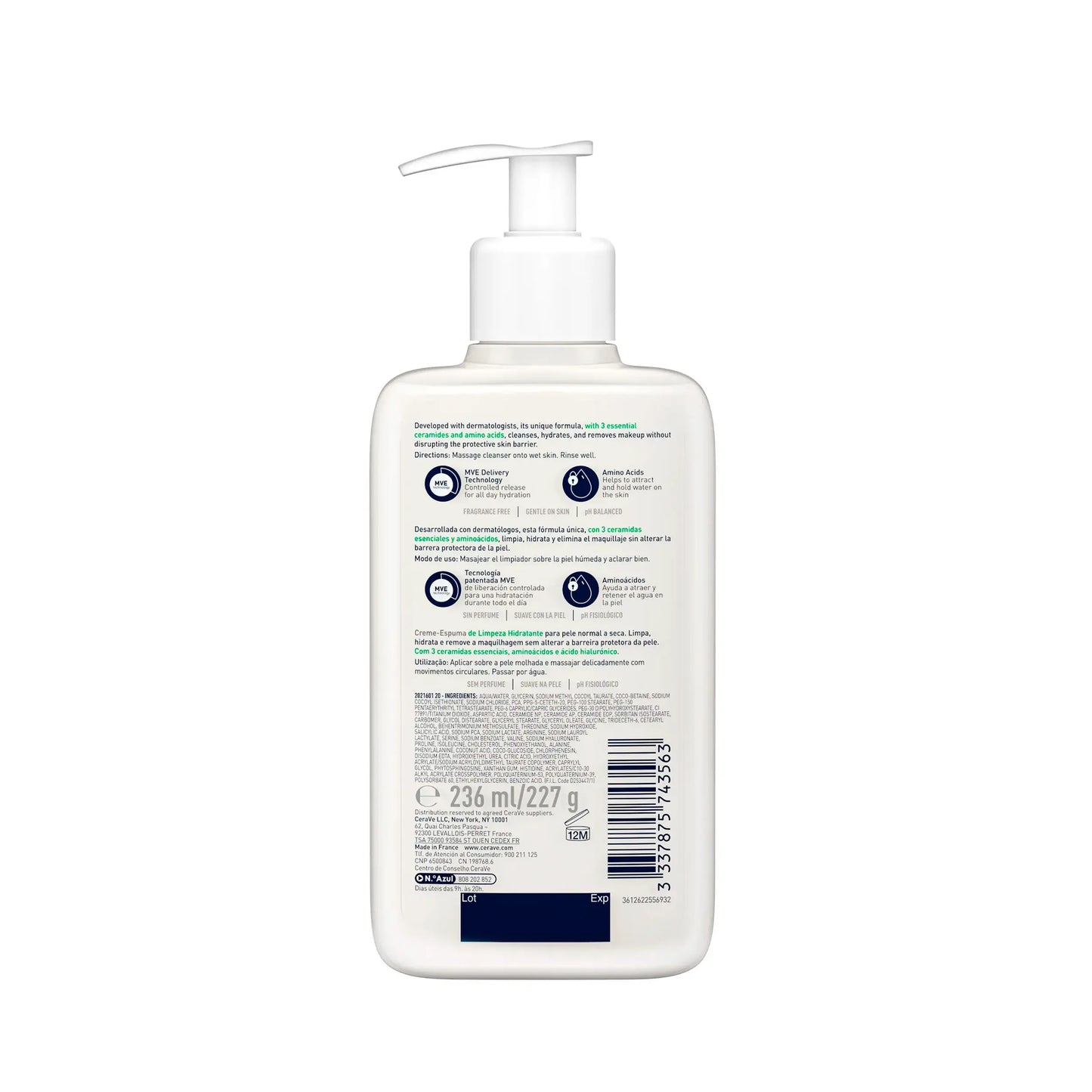 CeraVe Crème Moussante Nettoyante Hydratante 236ml