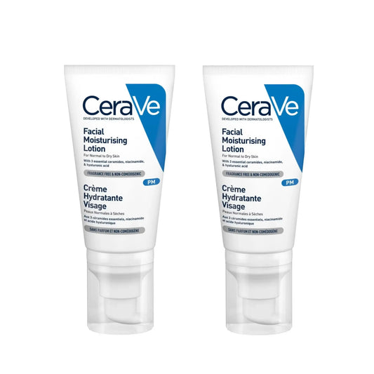 CeraVe Crème Hydratante Visage PM Lot de 2x52ml